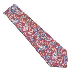 Vintage Windridge Mens Necktie Mervyns Floral Retro Paisley Red Statement Tie